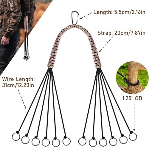 Duck & Bird Tote with 12 Drops Slip Ring, Metal Loop Goose & Duck Hanger, Waterfowl Tote, Dove Bird Carrier, Paracord