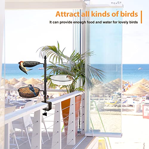 Balcony & Porch Deck Railing Bird Feeder - 3 Tray, Bath Spa, Great for Attracting Wild Bird - color: 3 Tier deck bird feeder bronze