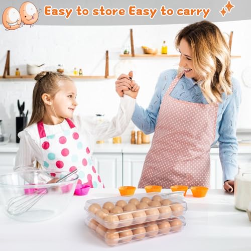 Egg holder for fridge - deviled egg containers with lid, Clear Stackable Plastic Egg Holder, Space-Saving 18 Egg refrigerator Organizer (Clear, Pack of 01)