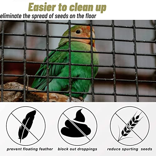 Hakeeta Bird Cage Skirt, Mesh Bird Seed Catcher, Birds Cage Airy Net Cover, Soft Nylon Ventilated Skirt Traps Cage Basket Seed Guard Parrot with Adjustable Drawstring.(Large Size-XL(White) - color: White