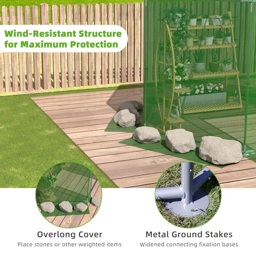 MU 7x7x7.6 FT Greenhouses for Outdoors, Heavy-Duty Green House for Outside, Walk in Winter Greenhouse with 180g Double Layer PE Cover, Ground Stakes, Great for Garden/Patio/Backyard