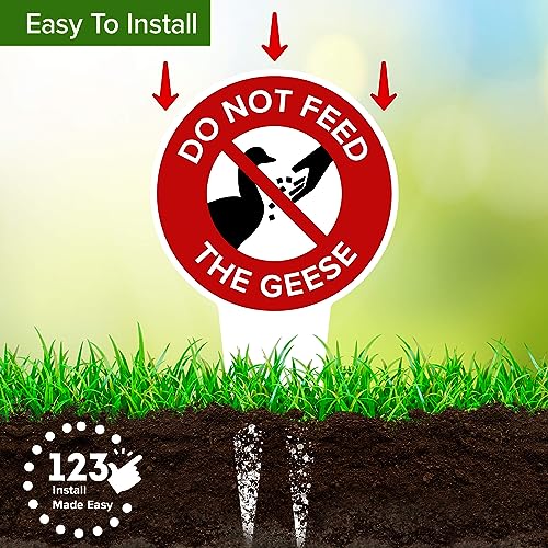 Please Do Not Feed the Geese Sign, 9"x17", Heavy Duty Integrated Ground Stakes, Indoor/Outdoor Use, Rust Free Aluminum Composite, Made in USA by My Sign center - color: Geese, size: 9"x17"