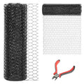 12'' x 150' Black Chicken Wire Mesh Fence, 19 Gauge Galvanized Poultry Netting and 1 inch Garden Mesh Fence Roll, Chicken Wire for Floral Arrangements/Crafts/Farm/Livestock/Pet Protection - size: 19 gauge 12'' x 150'