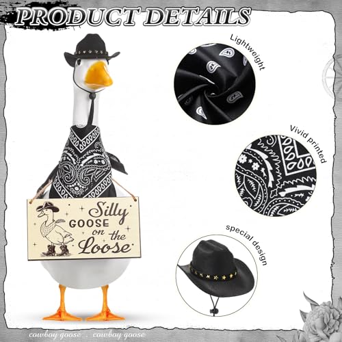 Cowboy Porch Goose Outfit Decoration Set,Black - color: Black