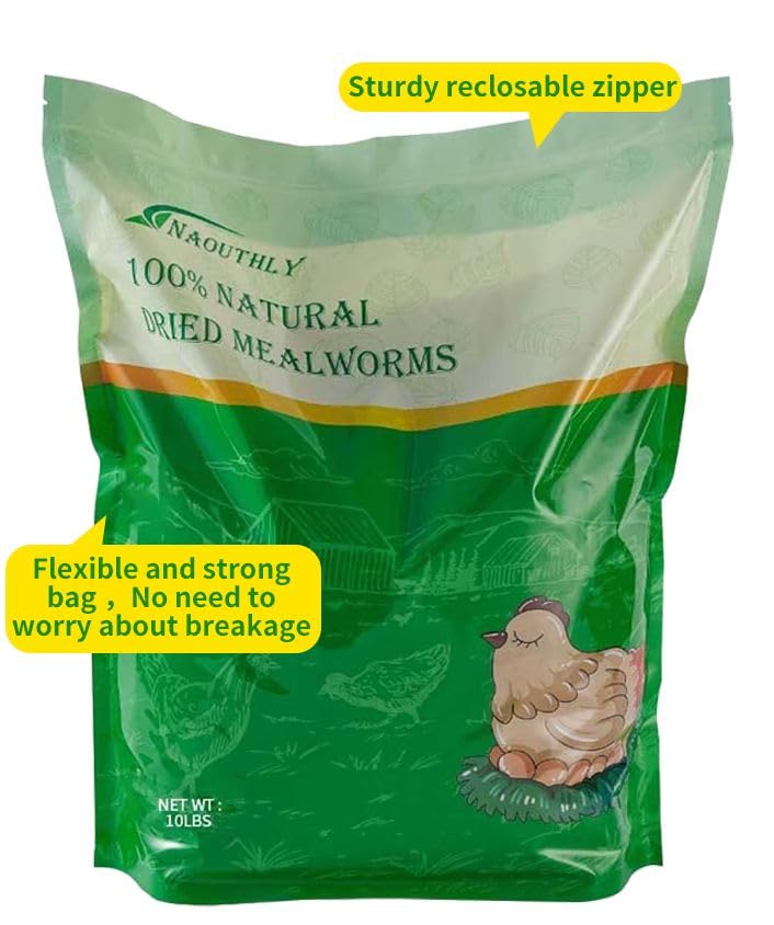Bulk Dried Mealworms 10Lb Bag -Premium Non-GMO Dried Mealworms for Chicken, Nutritious High Protein - 100% Natural for Laying Hens, Birds, Ducks, Chicken Feed - size: 10 Pound (Pack of 1)