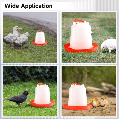 Chick Feeders and Waterers Set, 2 Pcs 1.5 L Poultry Drinkers & 2 Pcs 3.3 lbs Feeders, Hanging Plastic Poultry Containers for Chickens, Turkeys, Ducks and More