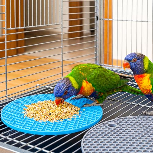 2 Pcs Bird Foraging Toys, Bird Slow Feeder Mats | Silicone Slow Feeder Puzzle for Parakeets Cockatiels Conures, Bird Foraging Mat, Bird Toys for Parakeets