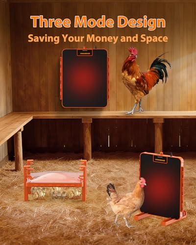 Chick Brooder Box Heat Plate,Chicken Coop Heater with Temperature Sensor - Heating Panel for Baby Chicks - Chickens Warmer for Winter - Radiant Heaters Brooding for Outdoor Poultry (Orange) - color: Orange Black