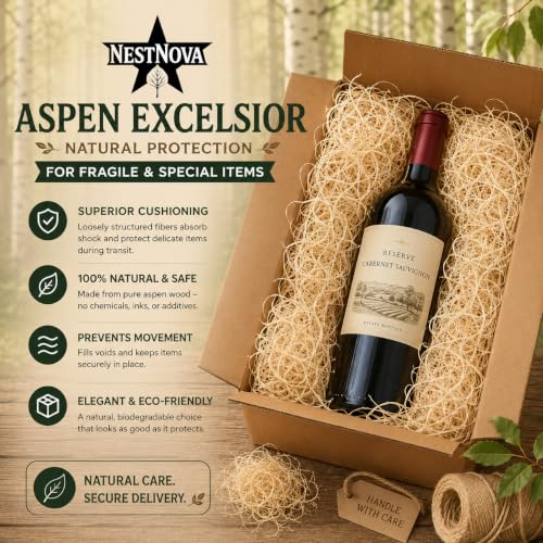 NestNova™ Aspen Excelsior, 2 lb Box of USA-Grown Aspen Fiber. Eco-Friendly Material for Chicken coops, Small pet Bedding, Crafts, and Gift Baskets. Biodegradable and Hand Packed. 2 Boxes (4 lbs)