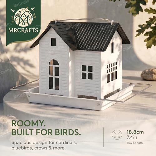 Solar Bird Feeder - Hanging Metal Bird House Feeder with Solar Lights, Outdoor Solar Lantern, Garden Decor for Outside, Unique Gifts for Mom, Grandma, Christmas
