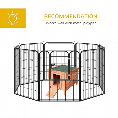 PawHut Small Wooden Rabbit Hutch Bunny Cage Guinea Pig Cage Duck House Dog House with Openable & Waterproof Roof, Natural - color: Brown