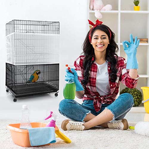 Shappy Large Bird Cage Seed Catcher,Bird Cage Cover Net Skirt Guard,Adjustable Soft Airy Mesh Net for Parrot Parakeet Macaw(118 x 15 Inch/ 300 x 37 cm,White) - color: White, size: 118 x 15 Inch/ 300 x 37 cm