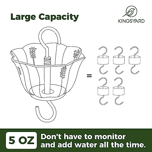Kingsyard 2-Pack Ant Moat for Hummingbird Feeders, Ant & Bee Guard | 5 oz Capacity, Nectar Feeder Accessory, Hanging Hooks, 3/5" Large DiameterInsect, Flower shape, Easy to Clean & Refill, Green