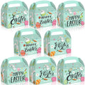 Soaoo 48 Pcs Happy Easter Treat Boxes Paper Boxes for Candy, Cookies and Party Supplies, Cute Cardboard with Handles Wedding Birthday Holiday Goodies (Happy Easter)