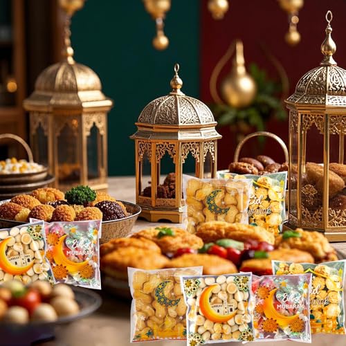 100 PCS Eid Goodie Bags - Ramadan & Eid Gift Bags (4x4) - color: 100pcs Eid bags