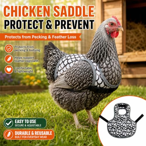 Chicken Saddle for Hens, Adjustable Hen Apron Back Protector for Protection Feather Regrowth, Waterproof Breathable Chicken Clothes with Straps, Apron for Medium to Large Hens Saddle（White） - color: White