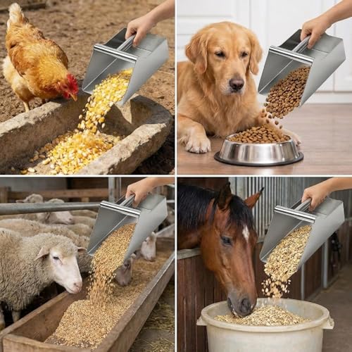 304 Stainless Steel Large Metal Ice Scoop 80 Ounce Heavy Duty Ice Scoop | Heavy Duty Rustproof Ice Scoop with Ergonomic Grip Handle and Easy to Clean Surface for Commercial Livestock and Pet Feeding - size: 80OZ