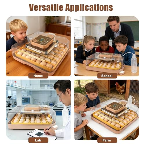 Nest IV - 48 Egg Incubator for Breeders, Fully Automated, Accurate Humidity & Temp Control, Chick Separator, Flexible Egg Spacing, Custom Incubation Days, Auto Turning & Auto Stop, Easy Monitoring - size: 48 Egg [Brown]