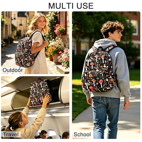 Mushroom Kids Backpack School Backpack Teens Bookbag for Girls Boys Hiking Camping Travel Sports - color: Mushroom