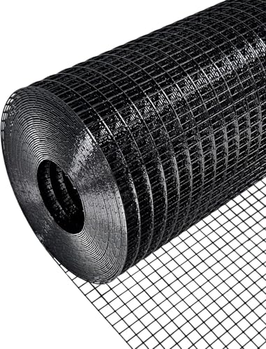 Hardware Cloth 1/2inch 60"x100' 19 Gauge PVC Coated Snake Fence | Black Welded Wire Mesh Roll, Heavy Duty Metal Mesh with Square Grid, Fencing Roll for Chicken Coop Barrier, Rabbit Cage - size: 1/2" x 1/2" 60" x 100'