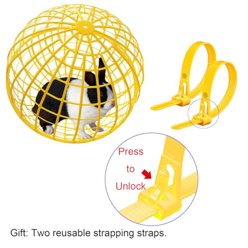 CalorMixs19.6 Movable Ball-Shaped Animals & Poultry Cages,Pet Safe Walking Net, Farm Courtyard Outdoor Accessible Rolling Rabbit Duck Hutch Chicken Coop,Preventing Dog Bites Trampled by Horse(1 PC) - color: Yellow