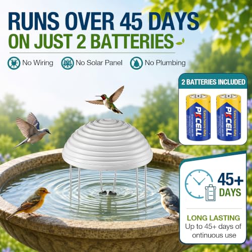Bird Bath Water Circulator with 2 D-Cell Batteries, Quiet Waterproof Bird Bath Agitator, Birdbath Bubbler Keeps Water Moving & Attracts Birds for Outdoor Patio Garden (Dual Roller) - style: Dual Roller