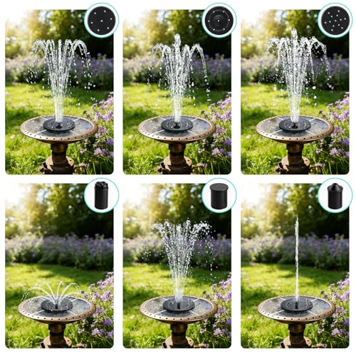 DDcafor Solar Fountain for Bird Bath 3.5W Solar Powered Water Fountain Pump | Floating Solar Water Pump for Birdbath,Small Pond Garden Outdoor Water Feature with 6 Nozzles - color: Solar Water Fountain 3.5w