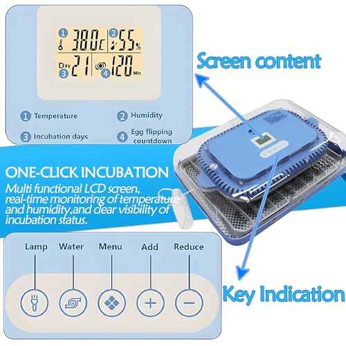 Automatic 70 Egg Incubator for Chicken Duck Bird Eggs | Automatic Egg Turning, Humidification/Temperature Control, Multifunctional