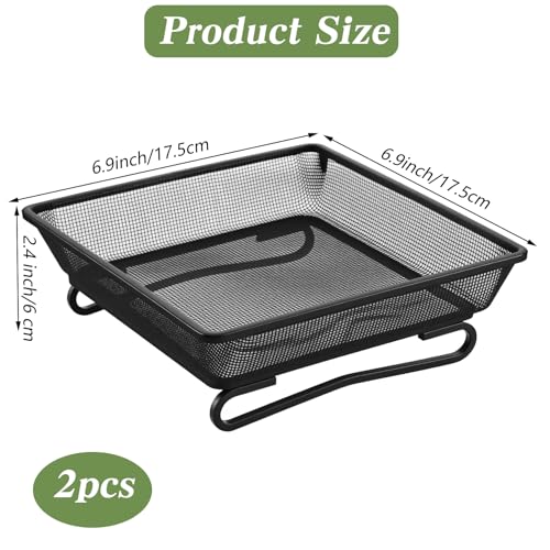 2 PCS Metal Ground Bird Feeder Tray, Platform Feeders with Drainage Holes, Outdoor Wild Bird and Squirrel Feeders for Garden, Patio, Backyard, 6.9x6.9x2.4 Inch