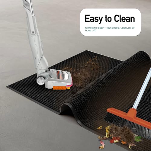 MaxMat® Extra Large Commercial Floor Mat, 3 x 5 Feet Heavy Duty, Waterproof, Low-Profile, Easy to Clean, Rubber Entry Mat (RIB0035BL, Black) - color: Black, size: 3 x 5 feet