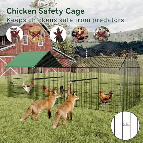STILLCOVE Large Chicken Coop Run Outdoor: 130" × 40" Duck Pen with Cover | Rust-Resistant Design, Metal Poultry Cage Pet Playpen for Rabbit, Bunny, Cat, Kitten, Dog, Doggy, Duck, Hen, Quail, Goose