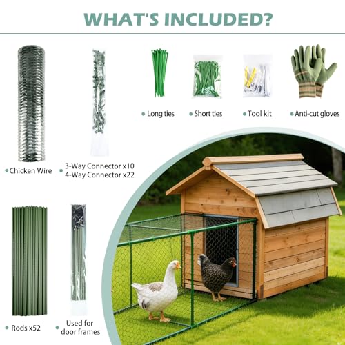 Heavy Duty Chicken Tunnel - 6-Section Portable Chicken Run with PVC Coated Wire Mesh & Steel Frame, Outdoor DIY Chicken Tunnel for Yard, Predator-Proof (1, 141 * 24 * 24 inches) - size: 146*24*24 inches