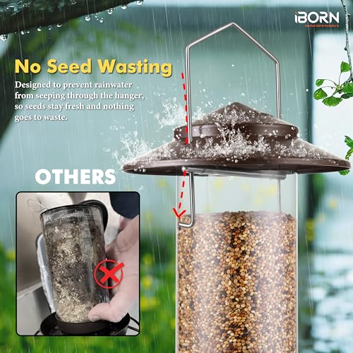 Bird feeders for Outdoors Metal Chew Resistant Brushed Bronze,1PK | Metal Roof, Metal Tray, Fixed Hanger, Flip-Top Fill, 3 Perches, Easy-Clean, 1.32lb - color: Bronze, 1.5LB, 3 Perches