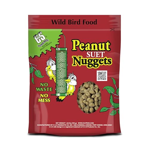 C&S Peanut Suet Nuggets, Outdoor Wild Bird Food for Nuthatches, Woodpeckers and Chickadees, 27 Ounces - size: 1.69 Pound (Pack of 1)