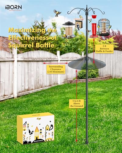 iBorn Squirrel Baffle Support Bracket, Squirrel Baffle Accessory Buckle Stopper for Bird Feeder Pole, Pack of 2
