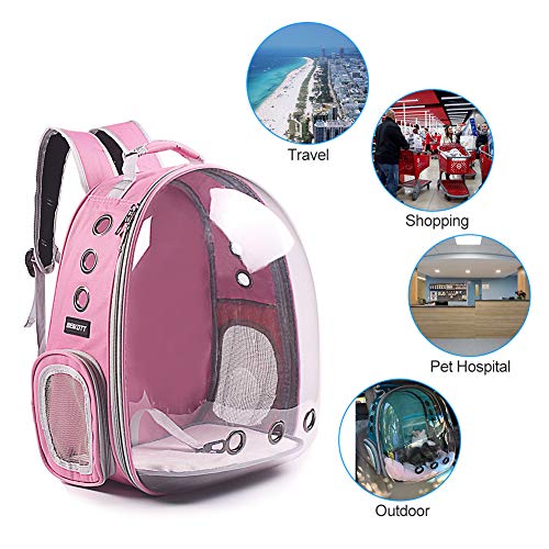 Cat Backpack Carrier, Pet Backpack, Breathable Cat Dog Space Capsule Backpack, Airline-Approved for Small Cats Dogs Birds Bunny Travel Hiking | Breathable Airline-Approved, Full Transparent Dome, Padded Backpack Straps for Walking, Driving, Vet Visits, Ou