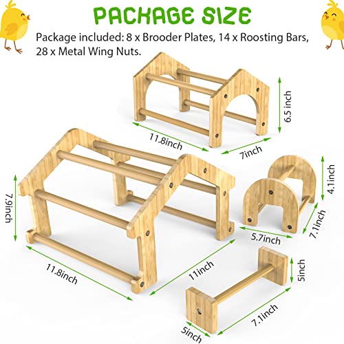 Bamboo Chicken Perch Set, 4 Pack | strong roosting bar for coop and brooder, training perch for large birds, hens, parrots, macaw, easy assemble&clean,fun toys