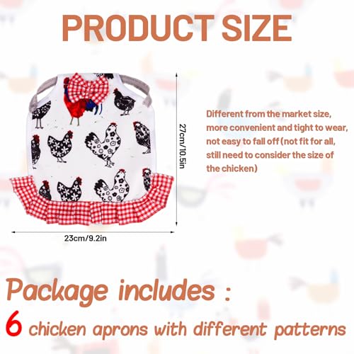 6 Pcs Chicken Saddle for Hens, Chicken Aprons Back Protector | Chickens Vest Jacket Saddles for Poultry Hen Feather Fixer Supplies (Elastic Strap) - style: Elastic Strap