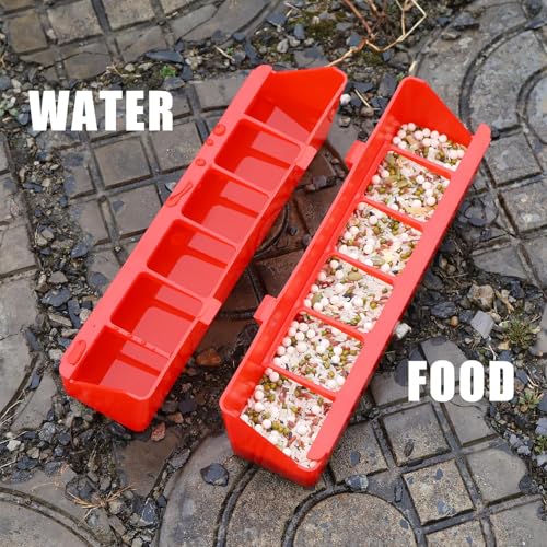4 Pack No Mess Quail Feeder Removable, Hanging Chick Feeder | 6 Slots Pigeon Feeder, Feeder Trough Water Trough for Pigeon Parrots Chicks Quail Duck Bird Poultry Animal - color: Red