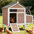 GUTINNEEN Chicken Coop for 2-3 Chickens, Outdoor Wooden Hen House with Nesting Box, Waterproof Roof, Predator-Proof Latch, Pull-Out Tray, Easy Clean Backyard Coop-Brown - size: 40.9"L x 27.4"W x 38.6"H