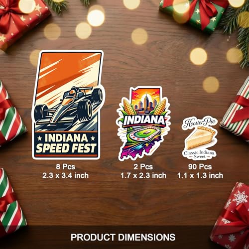 100 PCS Indiana Stickers Pack, State Travel Landmark Midwest Decals | Vinyl Waterproof Sticker for Car Laptop Water Bottle Scrapbook Luggage Adults Teens Men Women Decoration - color: Indiana Travel Stickers
