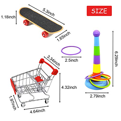 Hypeety 3 Pack Bird Intelligence Toys Stacking Training Rings Mini Shopping Cart Skateboard Stand Perch for Parrot Parakeet Cockatiel Conure Budgie Cockatoo (B) - color: Intellective Toy B
