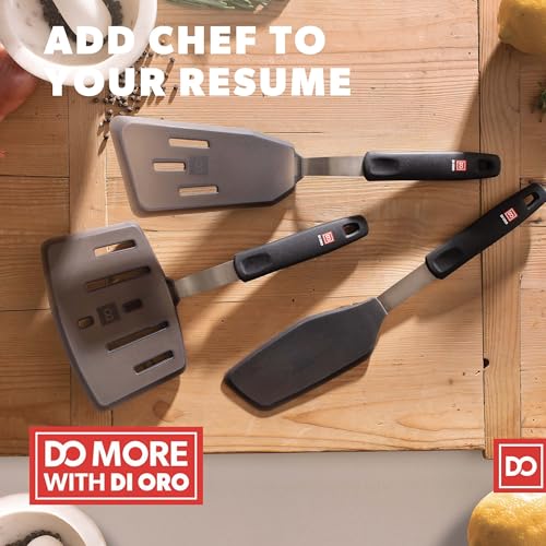 DI ORO Silicone Turner Spatula Set - 600F Heat Resistant, 3-Pc | Flexible flippers for eggs, pancakes, and crepes; Won't scratch nonstick pots and pans; BPA-free and dishwasher safe - size: Elite Set