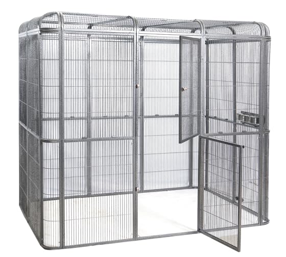 SENY Heavy Duty Large Walk-in Bird Aviary Cage, 79H x 86W x 62D inches, for Parrots, Macaws, Cockatoos, Reptiles, Dogs, Birds Flight Cage. (Silver Black, Wire Size: 0.20") - color: Silver Black, size: Wire Size: 0.20"