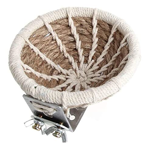 Hand Woven Hemp Rope Bird Nest Bed Cage Bed for Dove Parrot Canary Little Parrot Warm Bird Breeding Cabin Nest(Hemp Rope L)