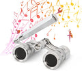 Aomekie Opera Glasses Binoculars 3X25 Lorgnette Theater Glasses Mini Binocular Compact with Handle for Adults Women in Musical Concert（Silver） - color: Silver with Handle