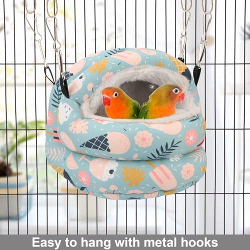 Bird Nest House Winter Warm Bird Bed Hanging Hammock Snuggle Hut for Parakeets Budgies Cockatiels Conures Quaker Parrot (Small, Blue) | Soft fleece warm, plastic support plate anti-collapse, removable washable pad, dual mount, for parakeets/cockatiels/con
