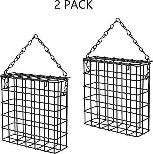 Pack of 2 Bird Suet Cake Feeder for Hanging Outside Metal Garden Yard Wildbird Woodpeckers Feeding