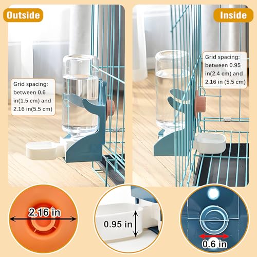 BNOSDM Automatic Bird Feeder Water Dispenser Set No Mess Bird Cage Feeders Parrot Cage Accessories Transparent Seed Food Container with Perch for Finches Parakeets Budgies Lovebirds Canaries (Blue) - color: Blue