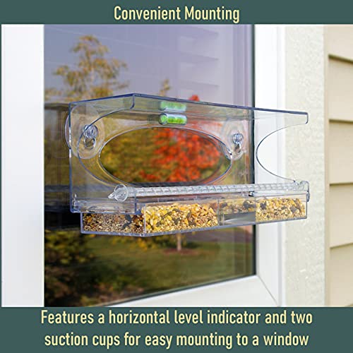 North States Nature's Yard - Large Clear Choice Window Bird Feeder: Strong Suction Cup Bird Feeder for Window Viewing, Holds 1 Pound of Seed